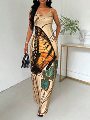 Butterfly Vacation Spaghetti Strap Tunic Dress