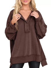 Button Lapel Regular Sweatshirt