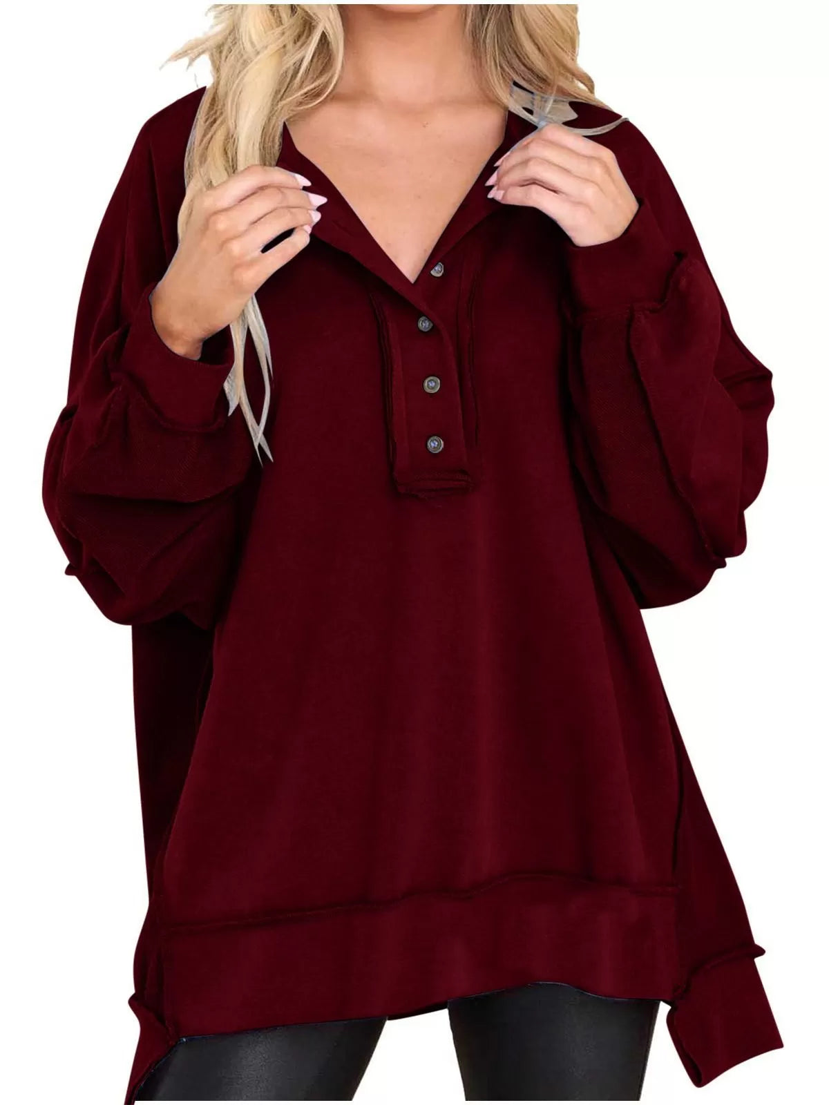 Button Lapel Regular Sweatshirt