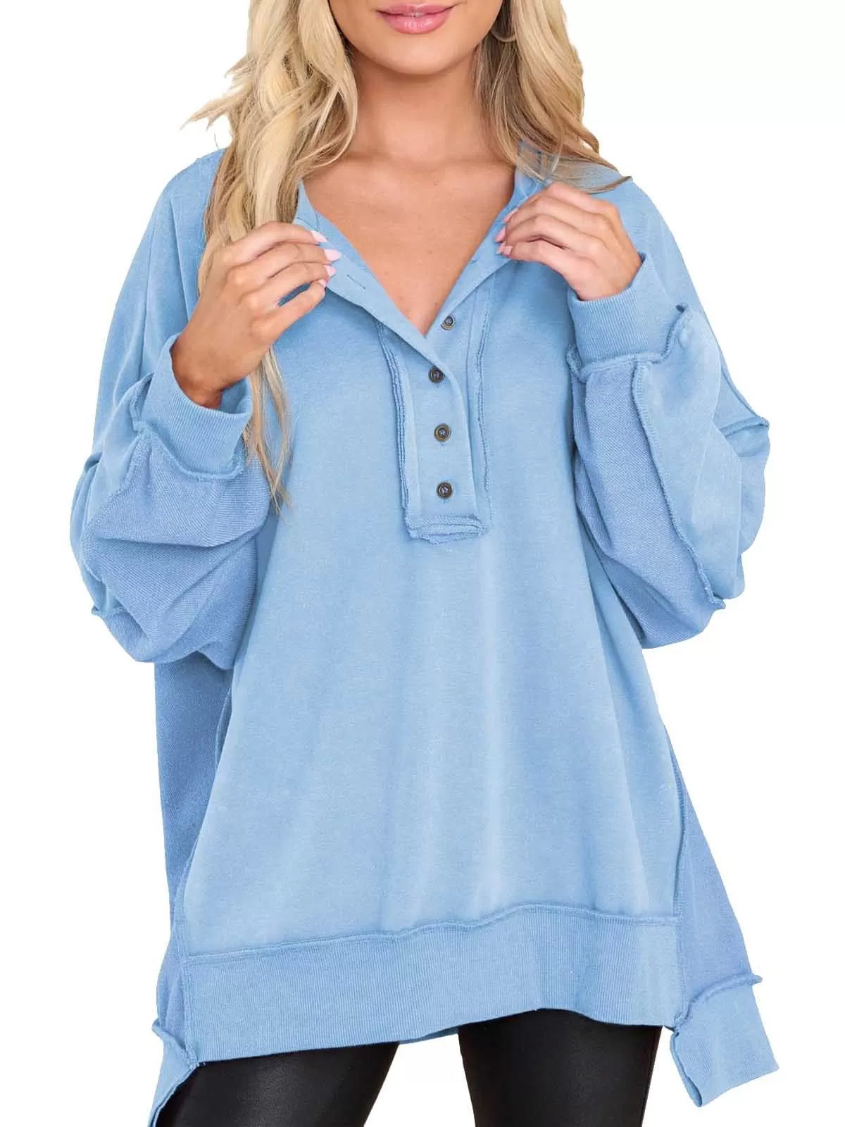 Button Lapel Regular Sweatshirt
