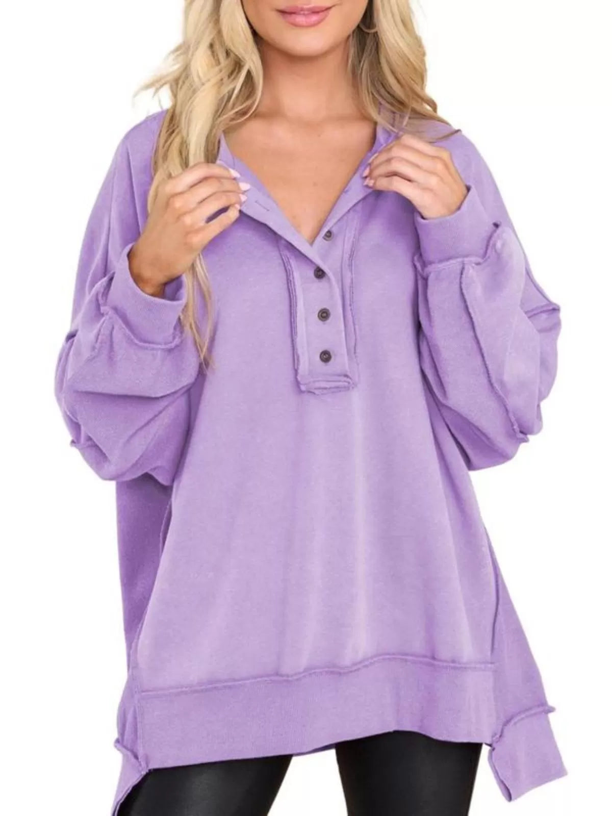 Button Lapel Regular Sweatshirt