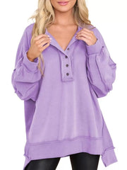Button Lapel Regular Sweatshirt