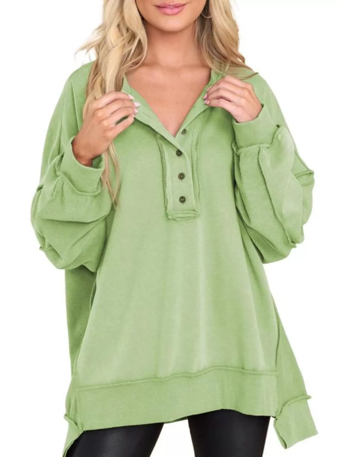 Button Lapel Regular Sweatshirt