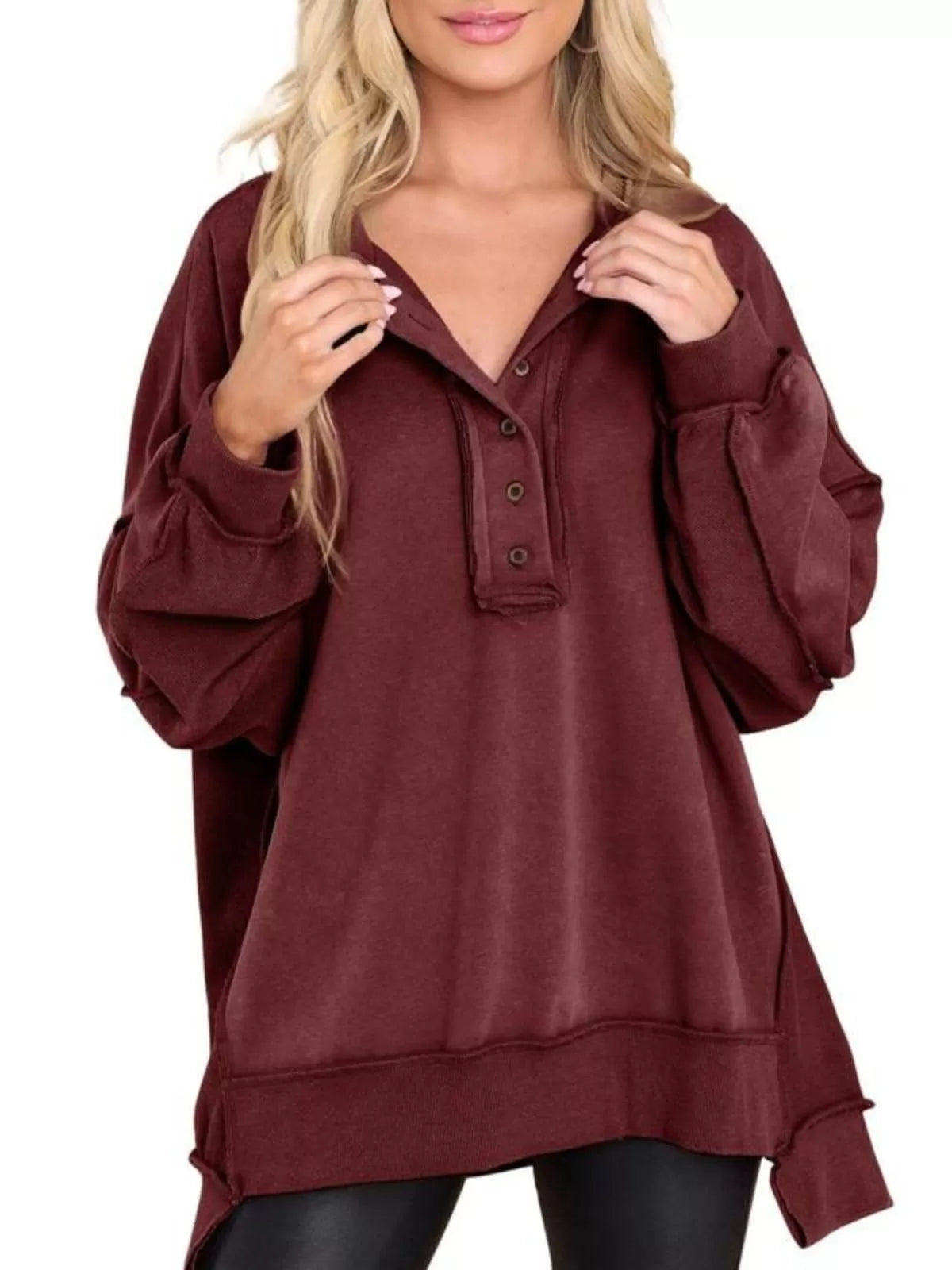 Button Lapel Regular Sweatshirt