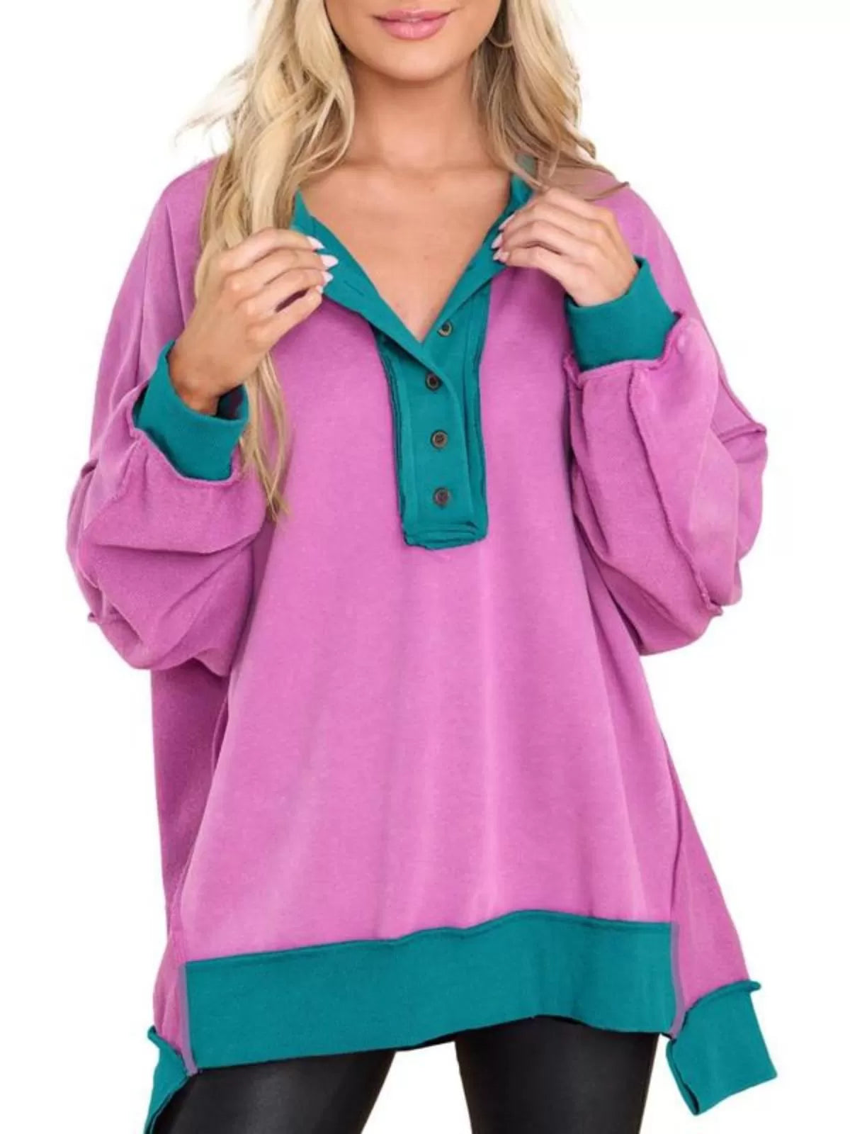 Button Lapel Regular Sweatshirt