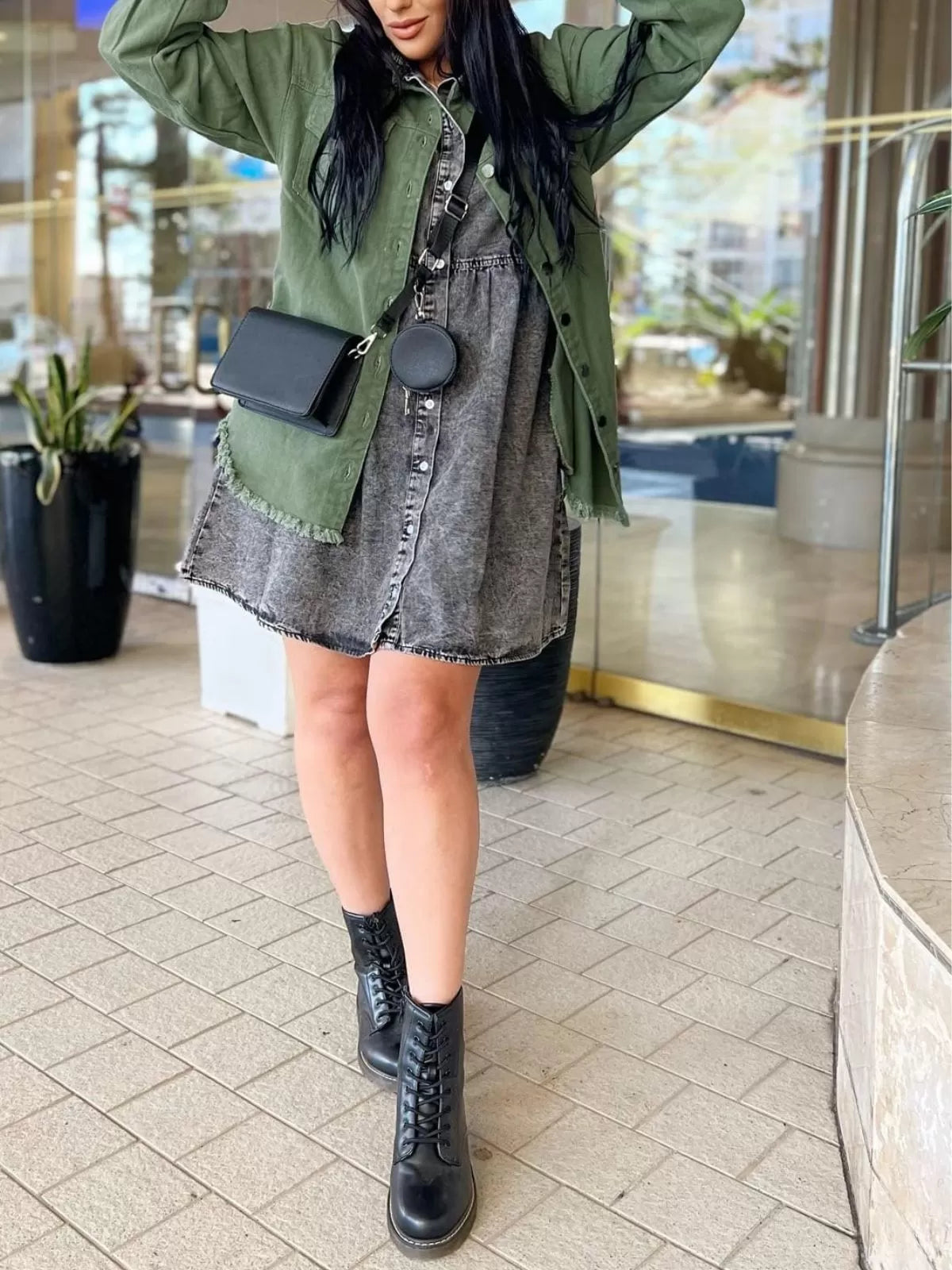 Button Lapel Ripped Fringe Denim Jean Jacket