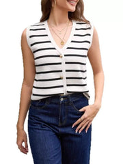 Button V-neck Regular Vest