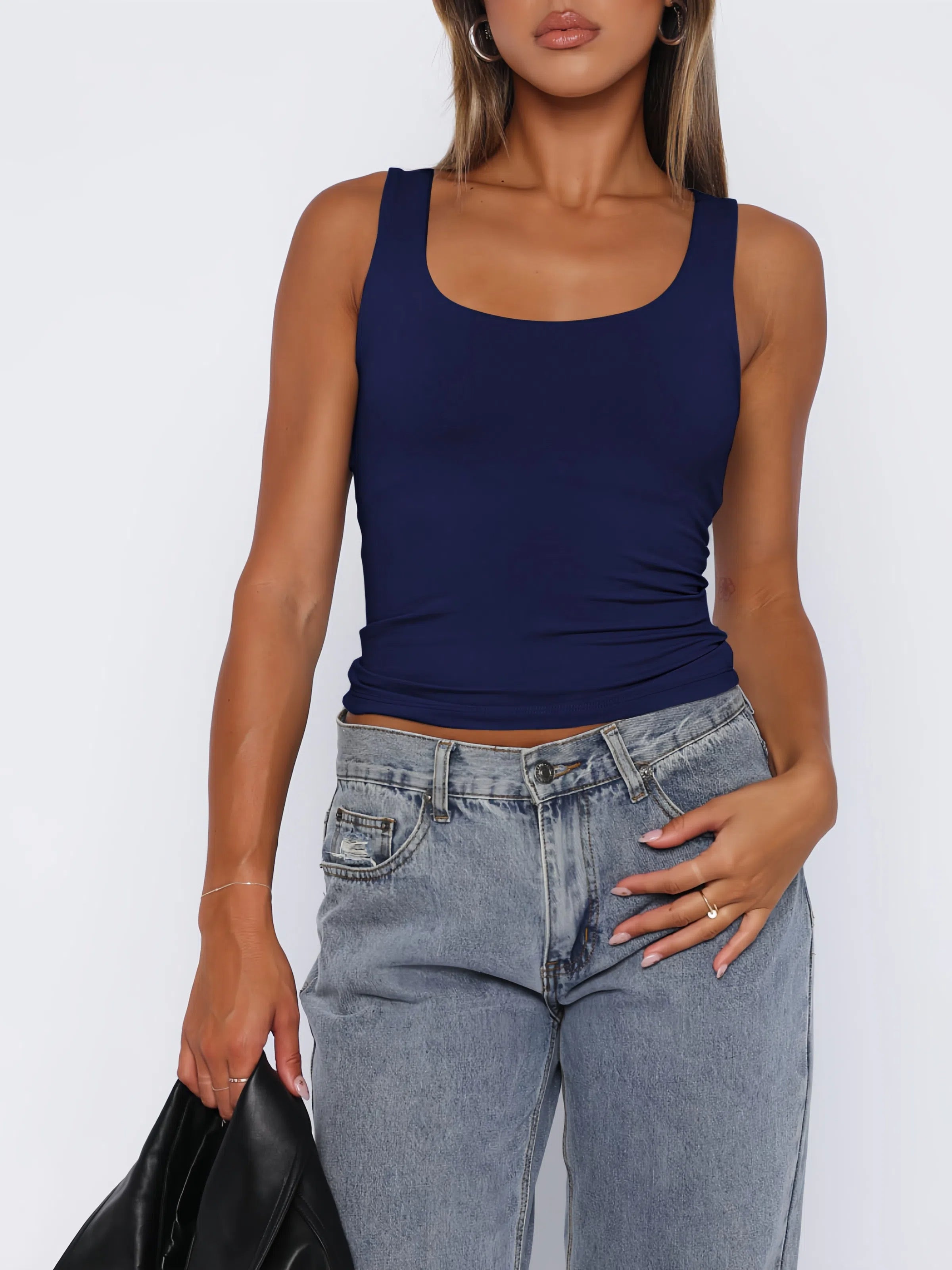 Comfort Solid Spaghetti Strap Double Lined Basic Cami