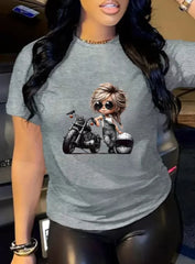 Cartoon Round Neck Regular Sleeve Short Sleeve Regular T-shirt