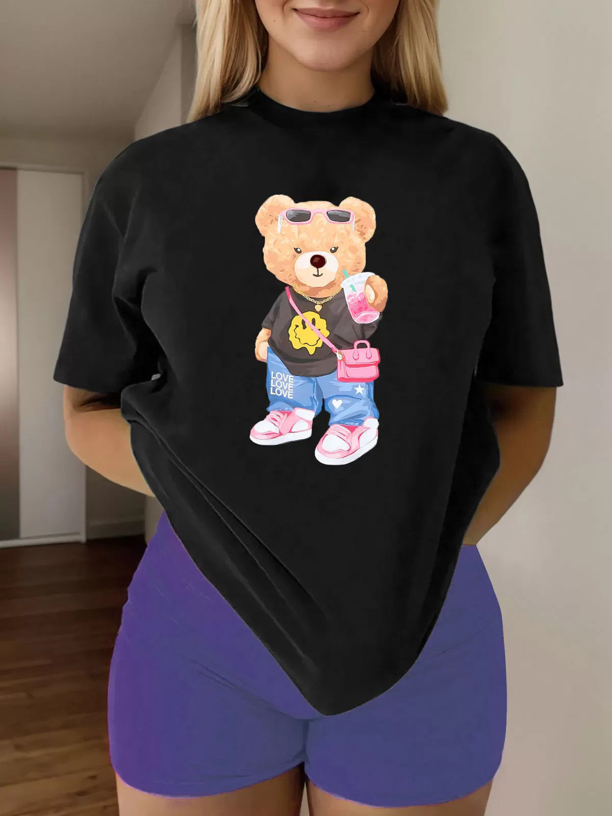 Cartoon Round Neck Short Sleeve T-shirt