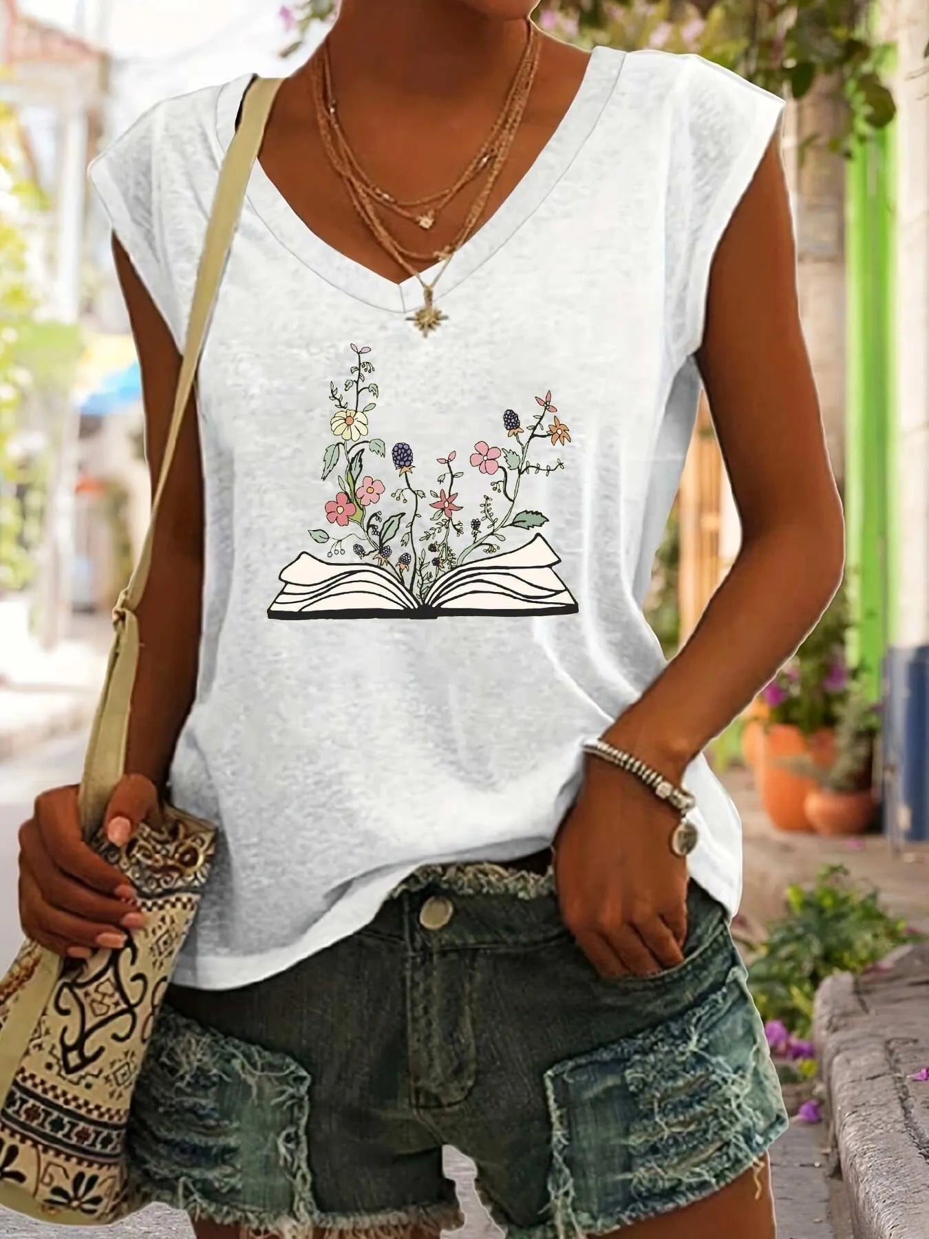 Cartoon V-neck Tank