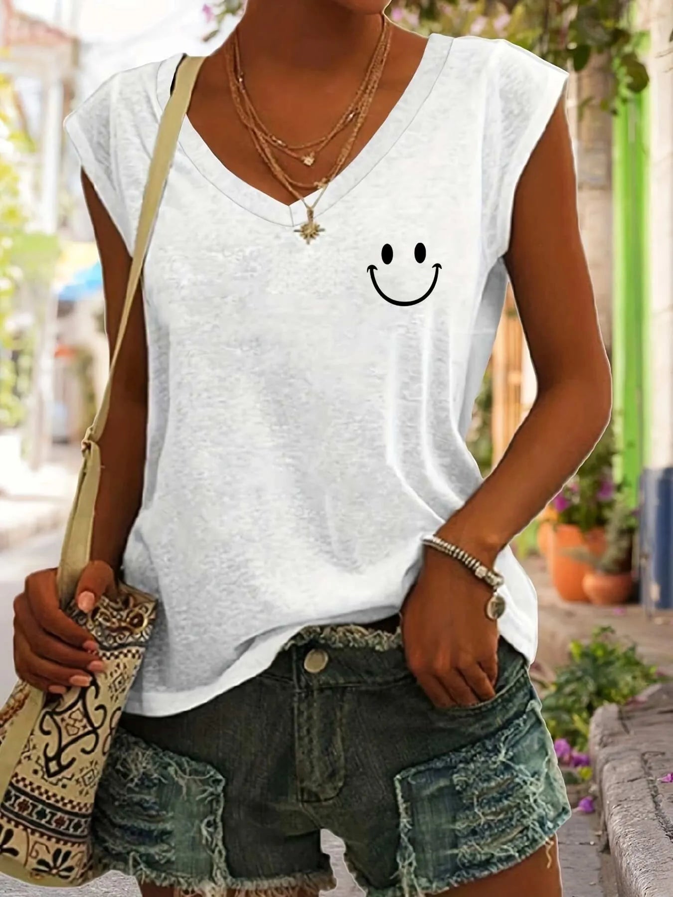 Cartoon V-neck Tank