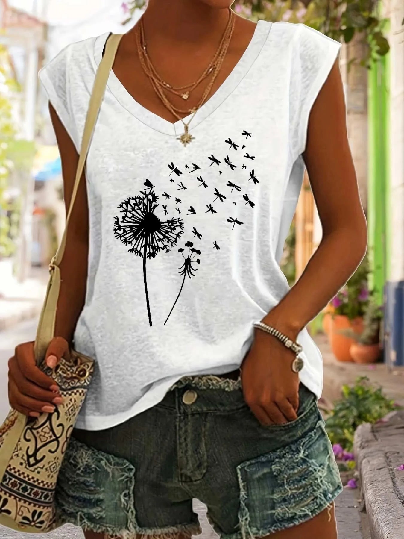 Cartoon V-neck Tank