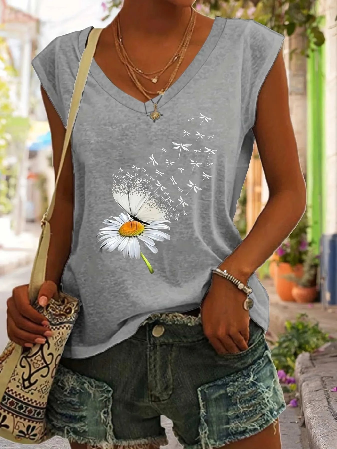 Cartoon V-neck Tank