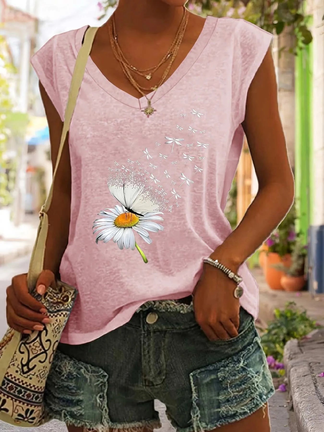 Cartoon V-neck Tank