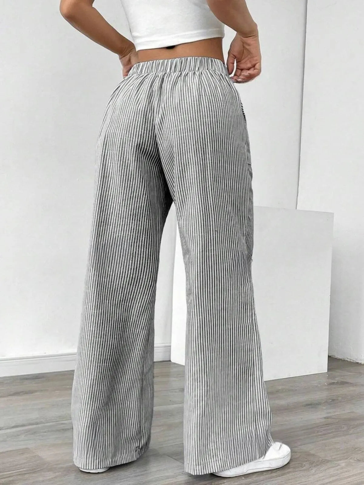 Casual Comfy Striped Printed Daily Wear Wide Leg Pants
