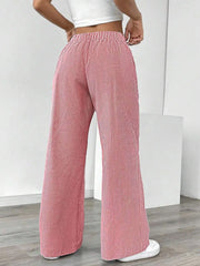 Casual Comfy Striped Printed Daily Wear Wide Leg Pants