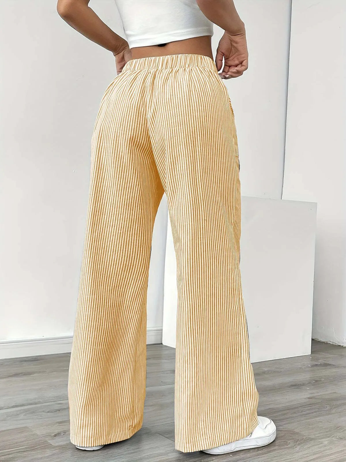 Casual Comfy Striped Printed Daily Wear Wide Leg Pants