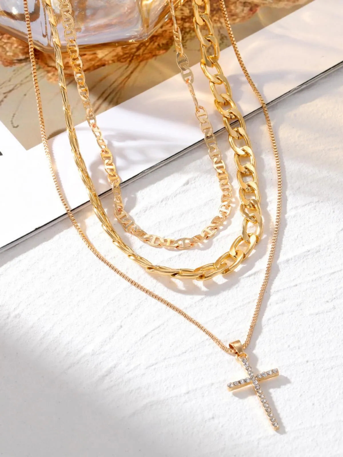 Casual Style 1pc Chain Zinc Alloy Cross Necklace