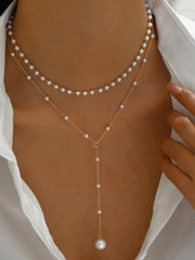Casual Style 1pc Chain Zinc Alloy Pearl Necklace
