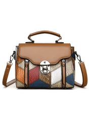 Casual Style 1pc Diamond Check Metal Button Crossbody Bag