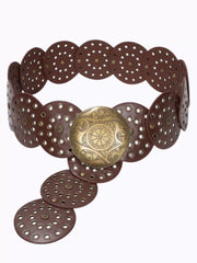 1PC Western Cowgirl Boho Wide Hollow Disc Leather Concho Belts