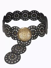 1PC Western Cowgirl Boho Wide Hollow Disc Leather Concho Belts