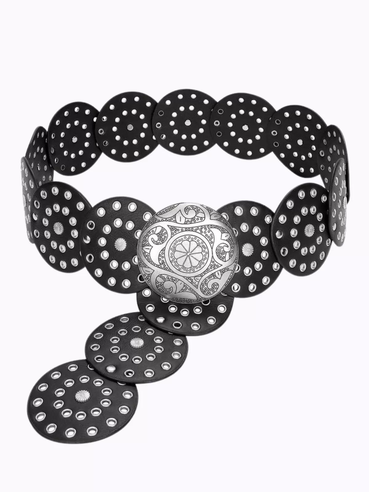 1PC Western Cowgirl Boho Wide Hollow Disc Leather Concho Belts