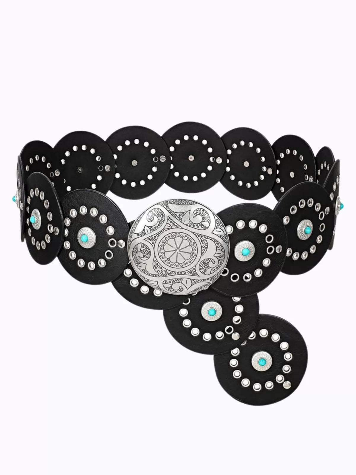 1PC Western Cowgirl Boho Wide Hollow Disc Leather Concho Belts