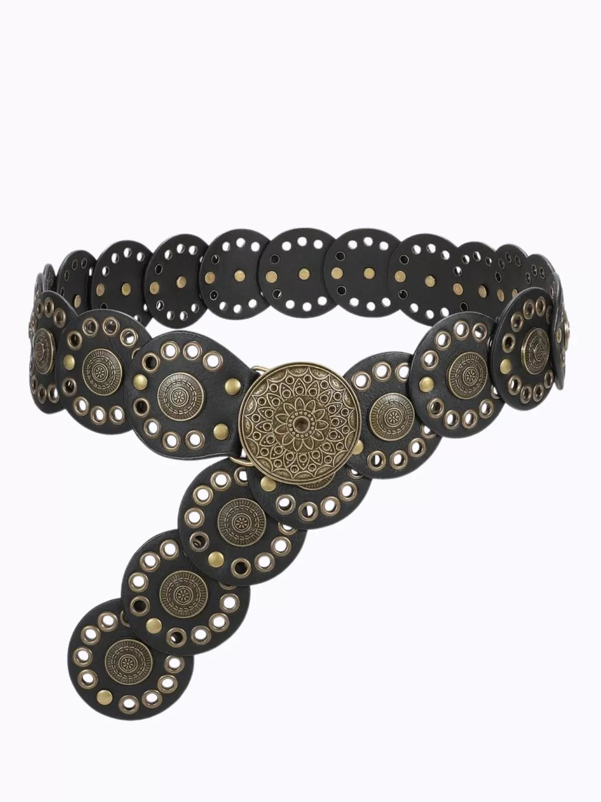 1PC Western Cowgirl Boho Wide Hollow Disc Leather Concho Belts