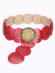 1PC Western Cowgirl Boho Wide Hollow Disc Leather Concho Belts