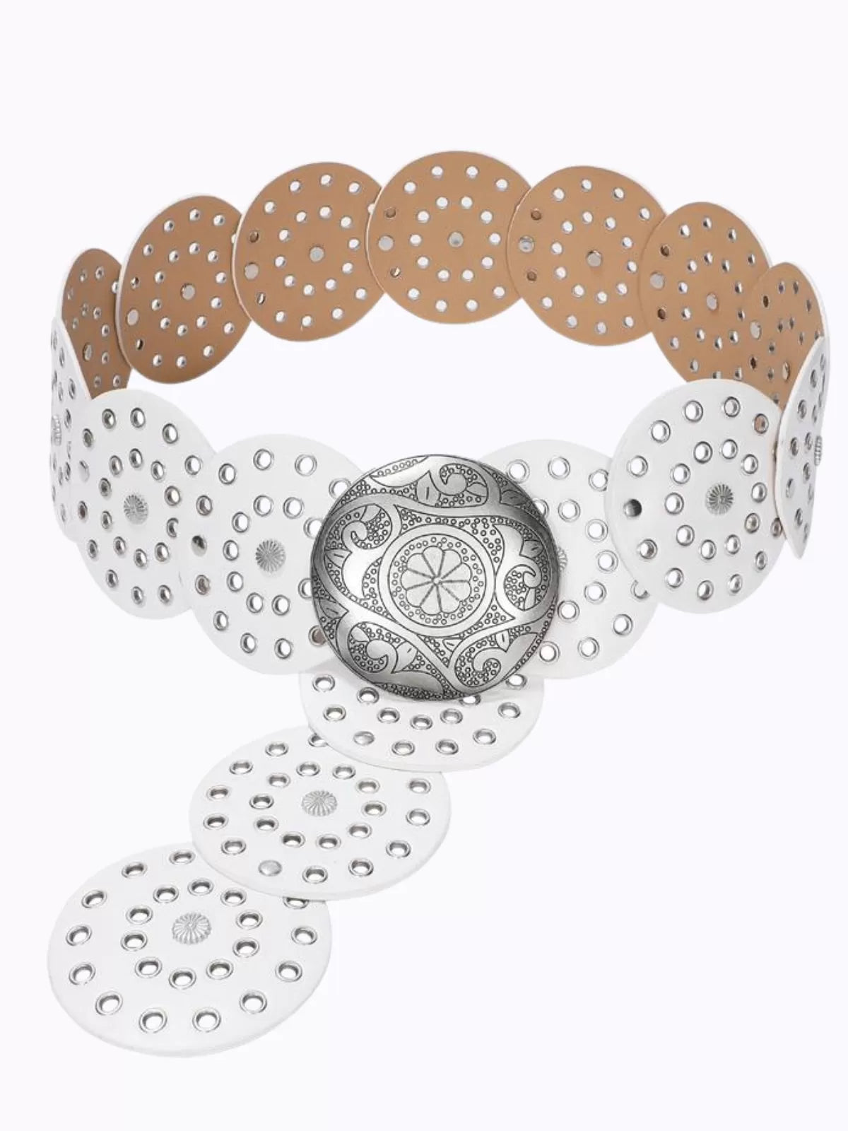 1PC Western Cowgirl Boho Wide Hollow Disc Leather Concho Belts