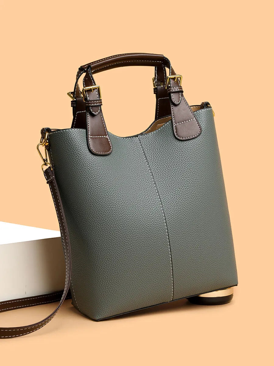Casual Style 1pc Solid Metal Button Handbag