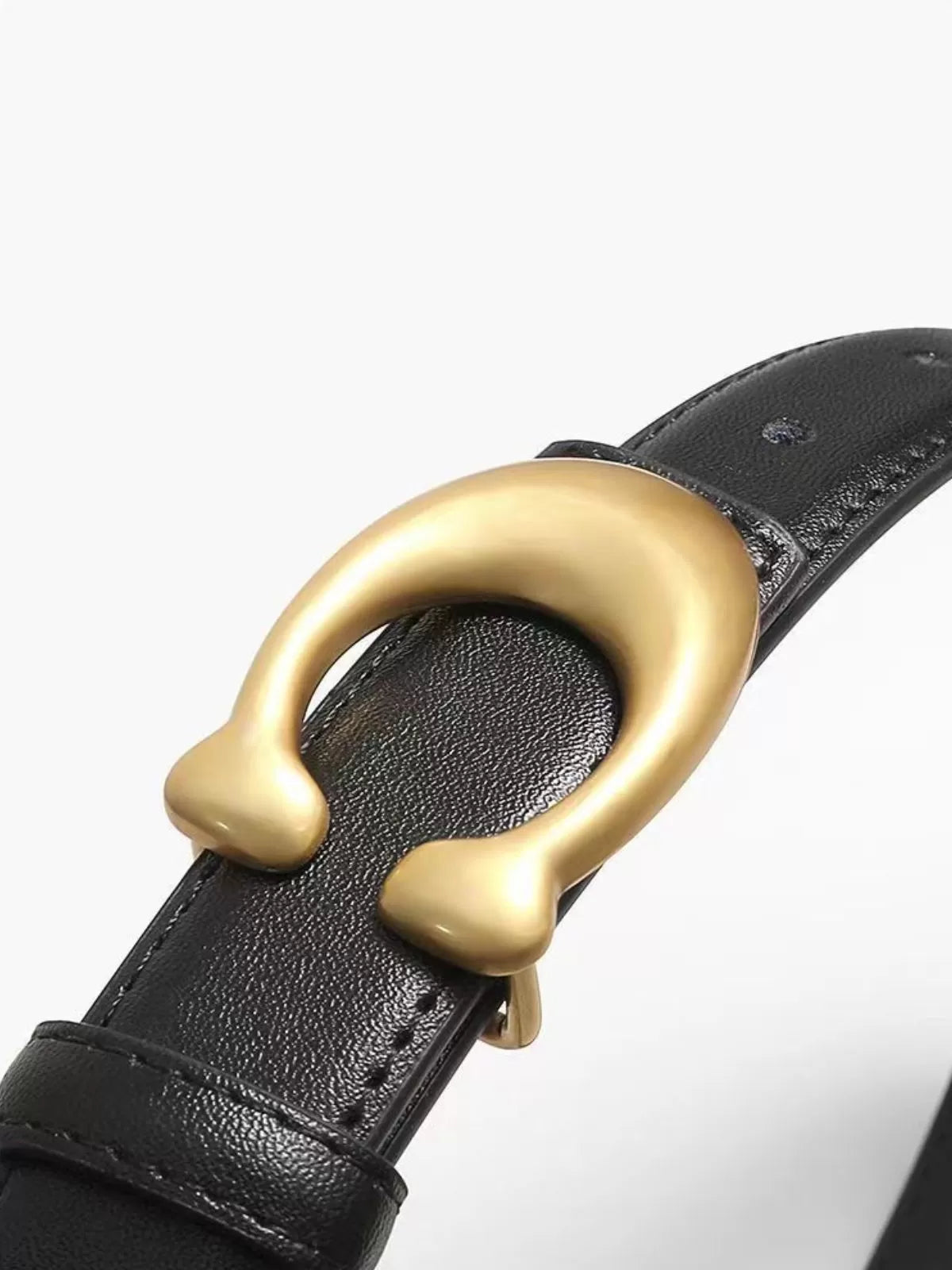 Casual Style 1pc Solid Metal Button Pu Leather Belt