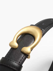 Casual Style 1pc Solid Metal Button Pu Leather Belt