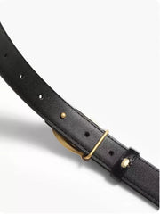 Casual Style 1pc Solid Metal Button Pu Leather Belt