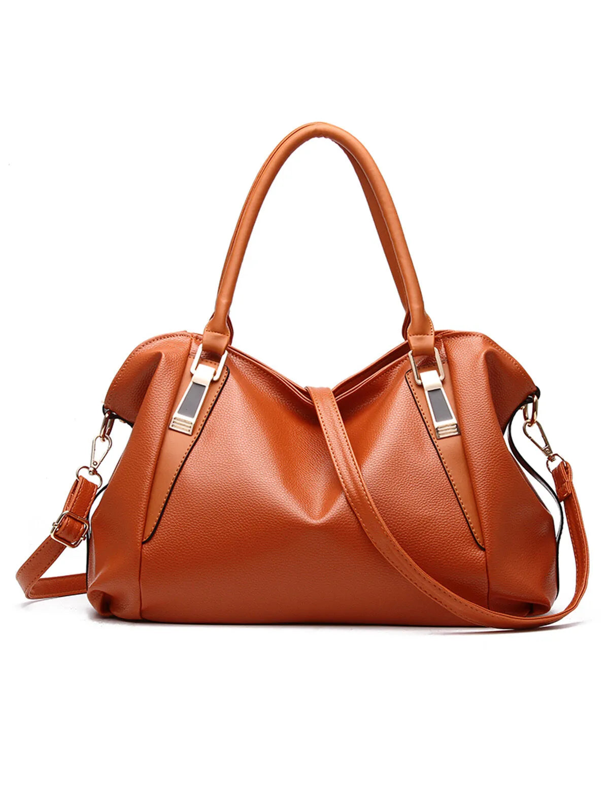 Casual Style 1pc Solid Metal Button Shoulder Bag