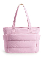 Solid Color Bubble Multiple Compartments Zipper Closure Durable Tote bag for Travel & Work