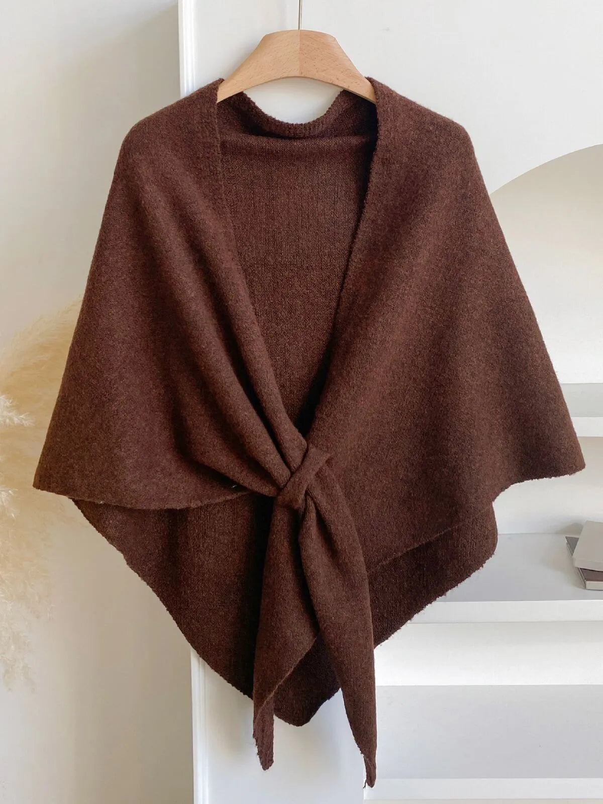 Casual Style 1pc Trendy Shawl Versatile Knit Top