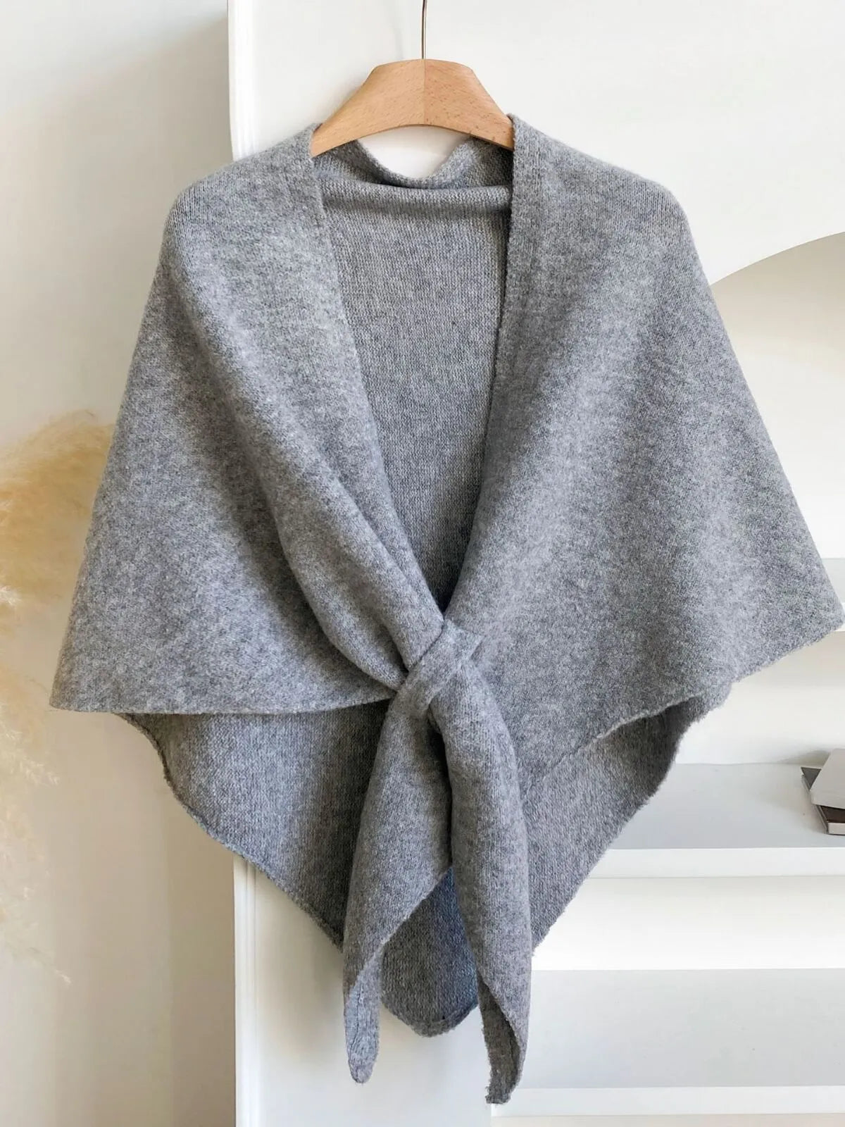 Casual Style 1pc Trendy Shawl Versatile Knit Top