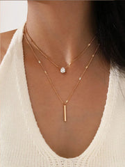 Casual Style 2pcs Solid Beading Geometric Alloy Necklaces