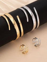 Casual Style 2pcs Solid Lron Bracelet & Ring Accessories Set
