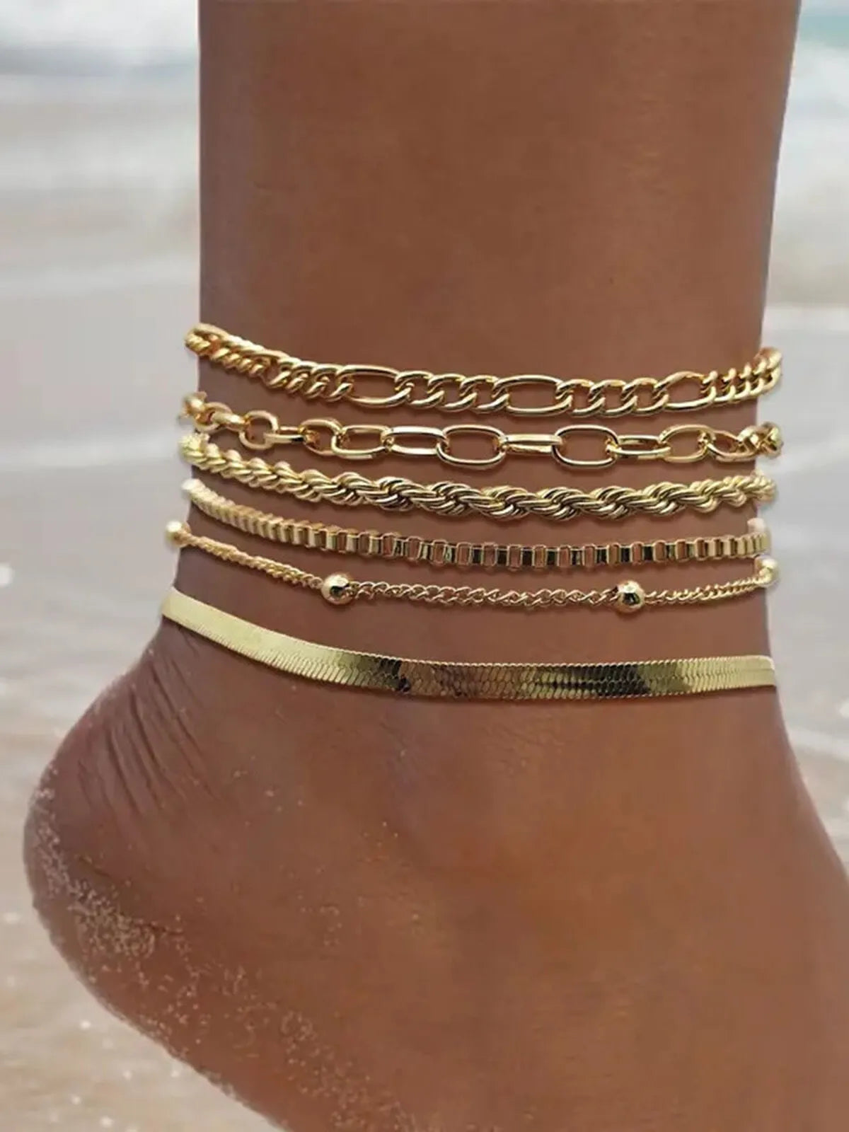 Casual Style 6-pack Chain Zinc Alloy Anklet