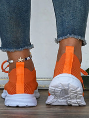 Casual Style Bright Orange Tie Lace up Solid Low Top Sneakers