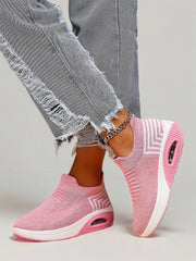 Casual Style Low-cut Breathable Round Toe Pink Sneakers
