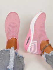 Casual Style Low-cut Breathable Round Toe Pink Sneakers
