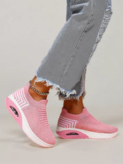 Casual Style Low-cut Breathable Round Toe Pink Sneakers