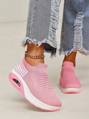 Casual Style Low-cut Breathable Round Toe Pink Sneakers