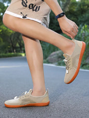 Solid Mid-cup Flat Heel Mesh Sneakers