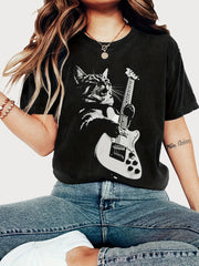 Cat Round Neck Regular Sleeve Short Sleeve Regular T-shirt